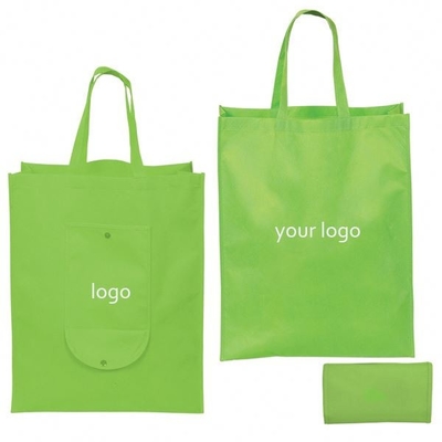 foldable OEM handled 50x2.5cm 80gsm Green Non Woven Bag