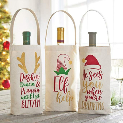 1 Wine Bottle OEM 8 OZ 60x2.5cm Cotton Recycle Bag