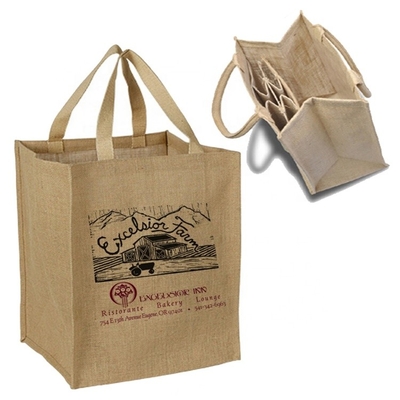 Packing 6 Bottle Wine 27x18x30cm Burlap Shopping Bag