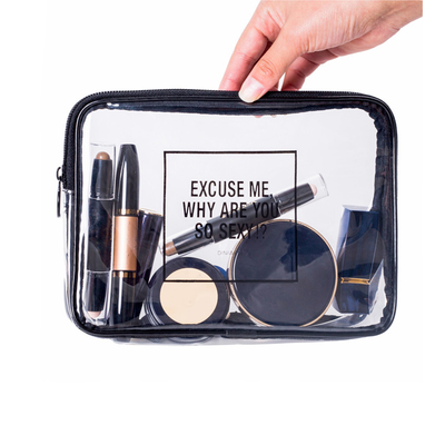 OEM Clear Handle Cosmetic 18x5x8cm PVC Pencil Bag