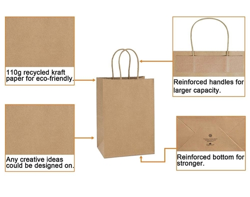 Brown Kraft 200gsm CMYK 26x12x33cm Non Woven Paper Bag