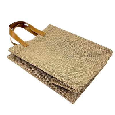 Gift Travel Tote PU Handled 20cm Burlap Grocery Bag