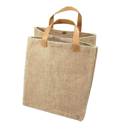 Gift Travel Tote PU Handled 20cm Burlap Grocery Bag