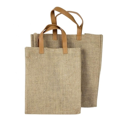 Gift Travel Tote PU Handled 20cm Burlap Grocery Bag