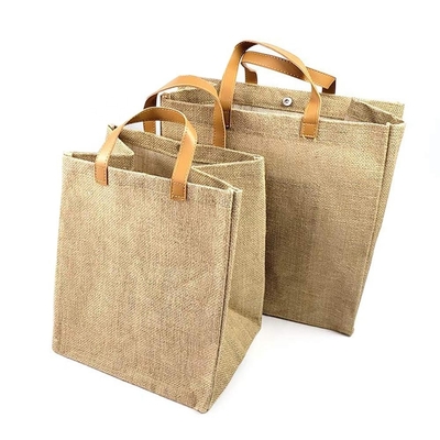 Gift Travel Tote PU Handled 20cm Burlap Grocery Bag