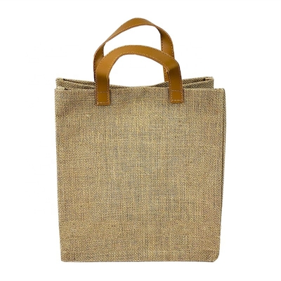 Gift Travel Tote PU Handled 20cm Burlap Grocery Bag